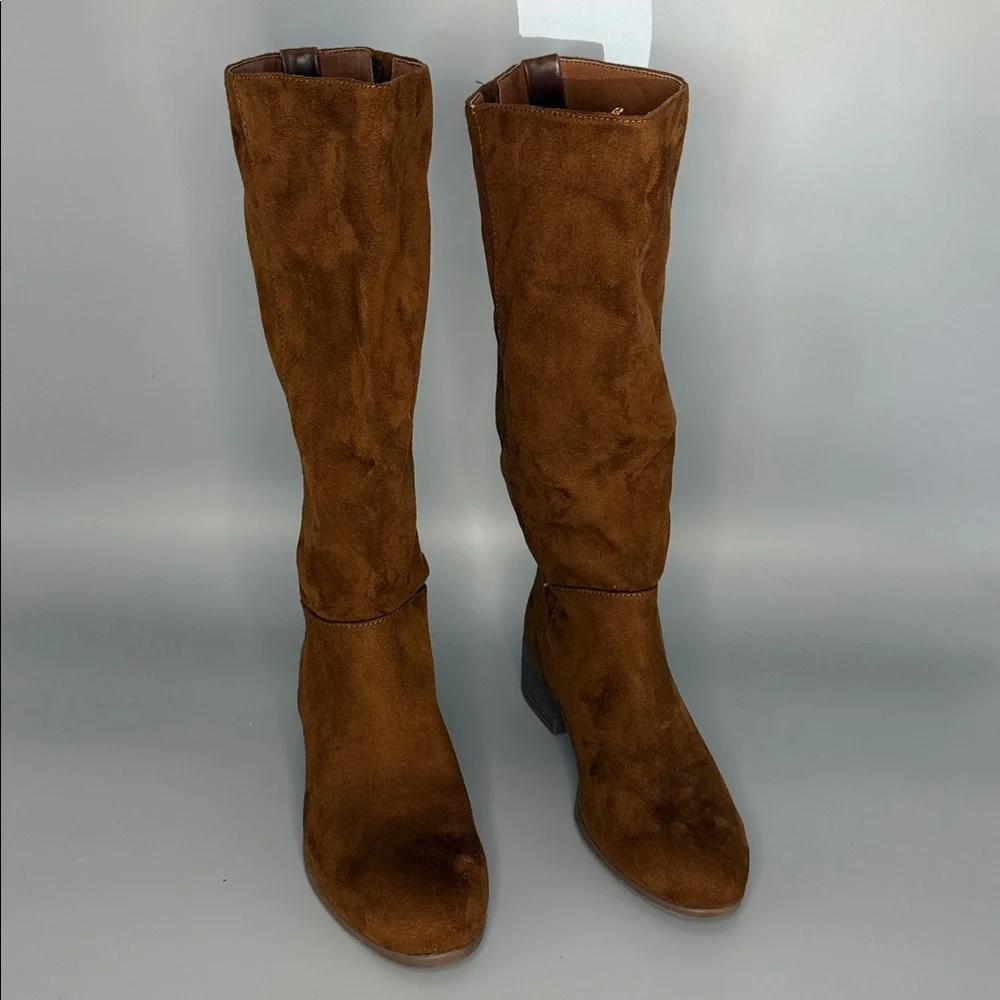 Universal Thread Brielle Faux Suede Riding‎ Boots - Cognac Brown (Size 8.5)